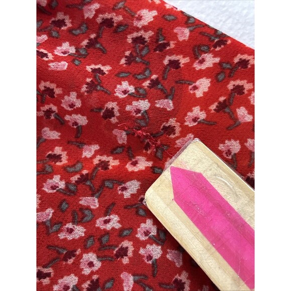 GAP Red & White Dainty Floral Chiffon Long Sleeve Mock Neck Ruffle Blouse M - Picture 6 of 11